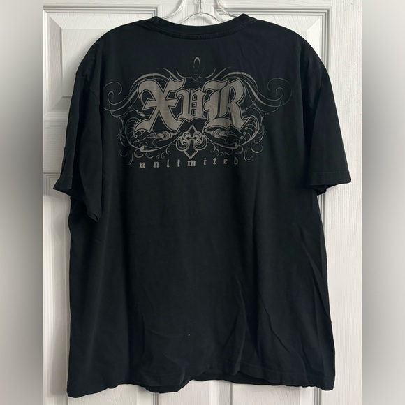 XVR Unlimited (Affliction Style)Mens Large Graphic Black T-Shirt.Two Small holes - Picture 4 of 4